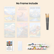 Load image into Gallery viewer, Mini Paint by Numbers Set 15x20cm (6 pieces) - National Parks - Alaska and Northern Rockies