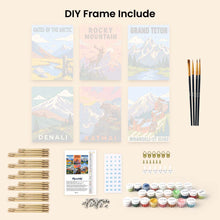 Load image into Gallery viewer, Mini Paint by Numbers Set 15x20cm (6 pieces) - National Parks - Alaska and Northern Rockies