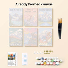 Load image into Gallery viewer, Mini Paint by Numbers Set 15x20cm (6 pieces) - National Parks - Alaska and Northern Rockies