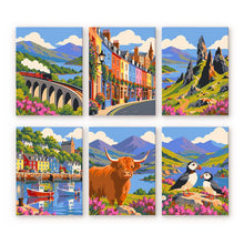 Load image into Gallery viewer, Mini Paint by Numbers Set 15x20cm (6 pieces) - Scotland Travel Classics Figured'Art