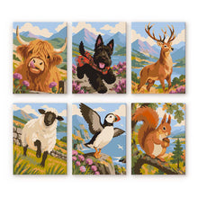 Load image into Gallery viewer, Mini Paint by Numbers Set 15x20cm (6 pieces) - Scottish Animals Figured'Art