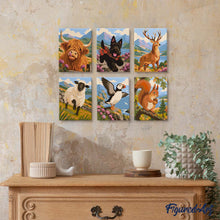 Load image into Gallery viewer, Mini Paint by Numbers Set 15x20cm (6 pieces) - Scottish Animals
