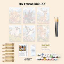 Load image into Gallery viewer, Mini Paint by Numbers Set 15x20cm (6 pieces) - Scottish Animals