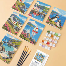 Load image into Gallery viewer, Mini Paint by Numbers Set 15x20cm (6 pieces) - Scottish Coast