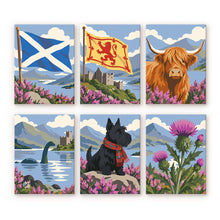 Load image into Gallery viewer, Mini Paint by Numbers Set 15x20cm (6 pieces) - Scottish Icons Collection Figured'Art