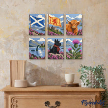 Load image into Gallery viewer, Mini Paint by Numbers Set 15x20cm (6 pieces) - Scottish Icons Collection