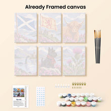 Load image into Gallery viewer, Mini Paint by Numbers Set 15x20cm (6 pieces) - Scottish Icons Collection