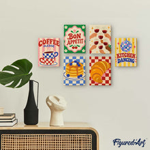 Load image into Gallery viewer, Mini Paint by Numbers Set 15x20cm (6 pieces) - Retro Kitchen and Café