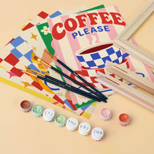 Load image into Gallery viewer, Mini Paint by Numbers Set 15x20cm (6 pieces) - Retro Kitchen and Café