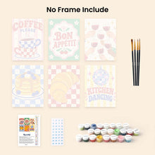 Load image into Gallery viewer, Mini Paint by Numbers Set 15x20cm (6 pieces) - Retro Kitchen and Café
