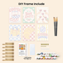Load image into Gallery viewer, Mini Paint by Numbers Set 15x20cm (6 pieces) - Retro Kitchen and Café