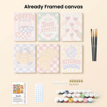 Load image into Gallery viewer, Mini Paint by Numbers Set 15x20cm (6 pieces) - Retro Kitchen and Café