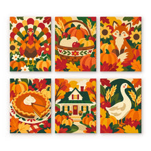Load image into Gallery viewer, Mini Paint by Numbers Set 15x20cm (6 pieces) - Thanksgiving Folk Art Figured'Art