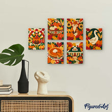 Load image into Gallery viewer, Mini Paint by Numbers Set 15x20cm (6 pieces) - Thanksgiving Folk Art