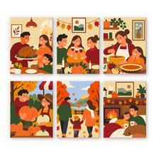 Load image into Gallery viewer, Mini Paint by Numbers Set 15x20cm (6 pieces) - Cozy Thanksgiving Figured'Art