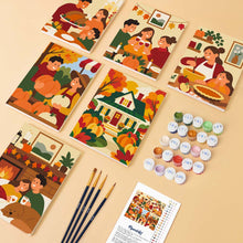 Load image into Gallery viewer, Mini Paint by Numbers Set 15x20cm (6 pieces) - Cozy Thanksgiving