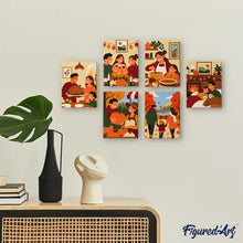 Load image into Gallery viewer, Mini Paint by Numbers Set 15x20cm (6 pieces) - Cozy Thanksgiving