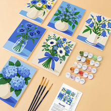 Load image into Gallery viewer, Mini Paint by Numbers Set 15x20cm (6 pieces) - Blue Wildflowers
