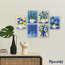 Load image into Gallery viewer, Mini Paint by Numbers Set 15x20cm (6 pieces) - Blue Wildflowers