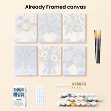 Load image into Gallery viewer, Mini Paint by Numbers Set 15x20cm (6 pieces) - Blue Wildflowers