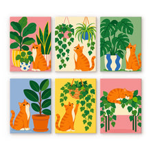 Load image into Gallery viewer, Mini Paint by Numbers Set 15x20cm (6 pieces) - Cats and Houseplants Figured'Art