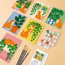Load image into Gallery viewer, Mini Paint by Numbers Set 15x20cm (6 pieces) - Cats and Houseplants