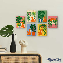 Load image into Gallery viewer, Mini Paint by Numbers Set 15x20cm (6 pieces) - Cats and Houseplants