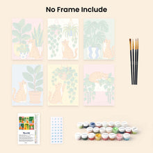 Load image into Gallery viewer, Mini Paint by Numbers Set 15x20cm (6 pieces) - Cats and Houseplants
