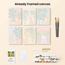 Load image into Gallery viewer, Mini Paint by Numbers Set 15x20cm (6 pieces) - Cats and Houseplants