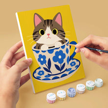 Load image into Gallery viewer, Mini Paint by Numbers Set 15x20cm (6 pieces) - Cats in Teacups