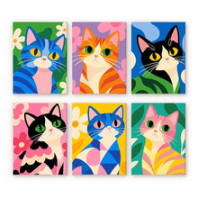 Load image into Gallery viewer, Mini Paint by Numbers Set 15x20cm (6 pieces) - Colorful Cats Figured'Art