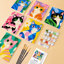 Load image into Gallery viewer, Mini Paint by Numbers Set 15x20cm (6 pieces) - Colorful Cats