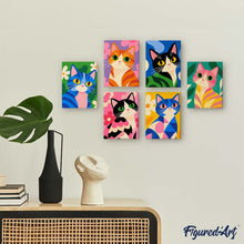 Load image into Gallery viewer, Mini Paint by Numbers Set 15x20cm (6 pieces) - Colorful Cats