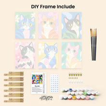 Load image into Gallery viewer, Mini Paint by Numbers Set 15x20cm (6 pieces) - Colorful Cats