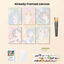 Load image into Gallery viewer, Mini Paint by Numbers Set 15x20cm (6 pieces) - Colorful Cats