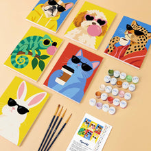 Load image into Gallery viewer, Mini Paint by Numbers Set 15x20cm (6 pieces) - Cool Animals