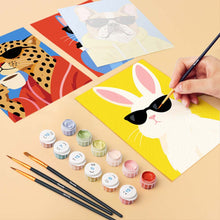 Load image into Gallery viewer, Mini Paint by Numbers Set 15x20cm (6 pieces) - Cool Animals