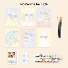 Load image into Gallery viewer, Mini Paint by Numbers Set 15x20cm (6 pieces) - Cool Animals