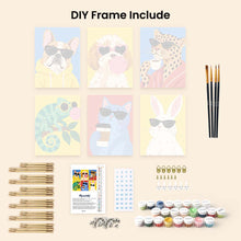 Load image into Gallery viewer, Mini Paint by Numbers Set 15x20cm (6 pieces) - Cool Animals