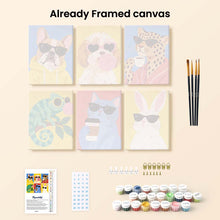 Load image into Gallery viewer, Mini Paint by Numbers Set 15x20cm (6 pieces) - Cool Animals