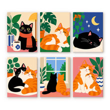 Load image into Gallery viewer, Mini Paint by Numbers Set 15x20cm (6 pieces) - Cozy Cat Moments Figured'Art