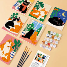 Load image into Gallery viewer, Mini Paint by Numbers Set 15x20cm (6 pieces) - Cozy Cat Moments