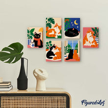 Load image into Gallery viewer, Mini Paint by Numbers Set 15x20cm (6 pieces) - Cozy Cat Moments