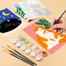 Load image into Gallery viewer, Mini Paint by Numbers Set 15x20cm (6 pieces) - Cozy Cat Moments