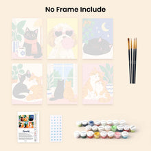 Load image into Gallery viewer, Mini Paint by Numbers Set 15x20cm (6 pieces) - Cozy Cat Moments