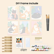 Load image into Gallery viewer, Mini Paint by Numbers Set 15x20cm (6 pieces) - Cozy Cat Moments