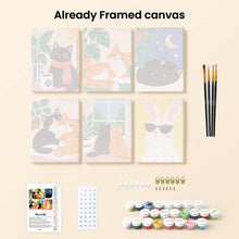 Load image into Gallery viewer, Mini Paint by Numbers Set 15x20cm (6 pieces) - Cozy Cat Moments
