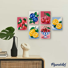 Load image into Gallery viewer, Mini Paint by Numbers Set 15x20cm (6 pieces) - Disco Fruit
