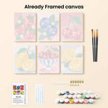 Load image into Gallery viewer, Mini Paint by Numbers Set 15x20cm (6 pieces) - Disco Fruit