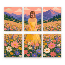 Load image into Gallery viewer, Mini Paint by Numbers Set 15x20cm (6 pieces) - Dreamy Wildflower Meadow Figured'Art
